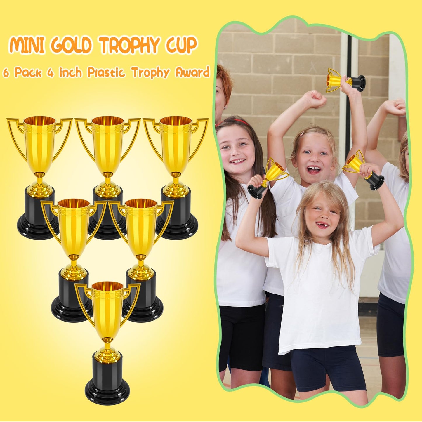 COJOSQC 4 inch mini Trophies, 6PCS Trophies for Kindergarten Graduation, Bowling tournaments, Basketball Games, Kids Soccer Awards, Must Have Football Party Favors, Plastic Trophy.