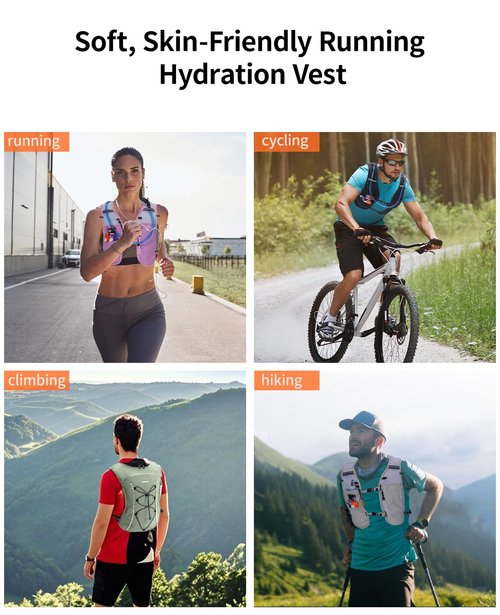 ECOHUB Running Hydration Vest Backpack,Lightweight Breathable Pack with 2L Water Bladder Bag Daypack for Hiking Trail Running Cycling Race Marathon for Women Men (Black)