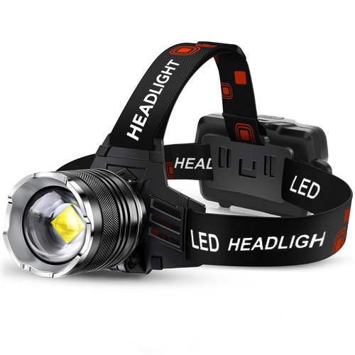 AKNEAR LED Rechargeable Headlamp 4500 High Lumens, 95 Hours Endurance Head Lamp with Zoomable & 12 Modes & IPX7 Waterproof & 125° Adjustable, Super Bright Head Light for Outdoor, Camping, Hard Hat