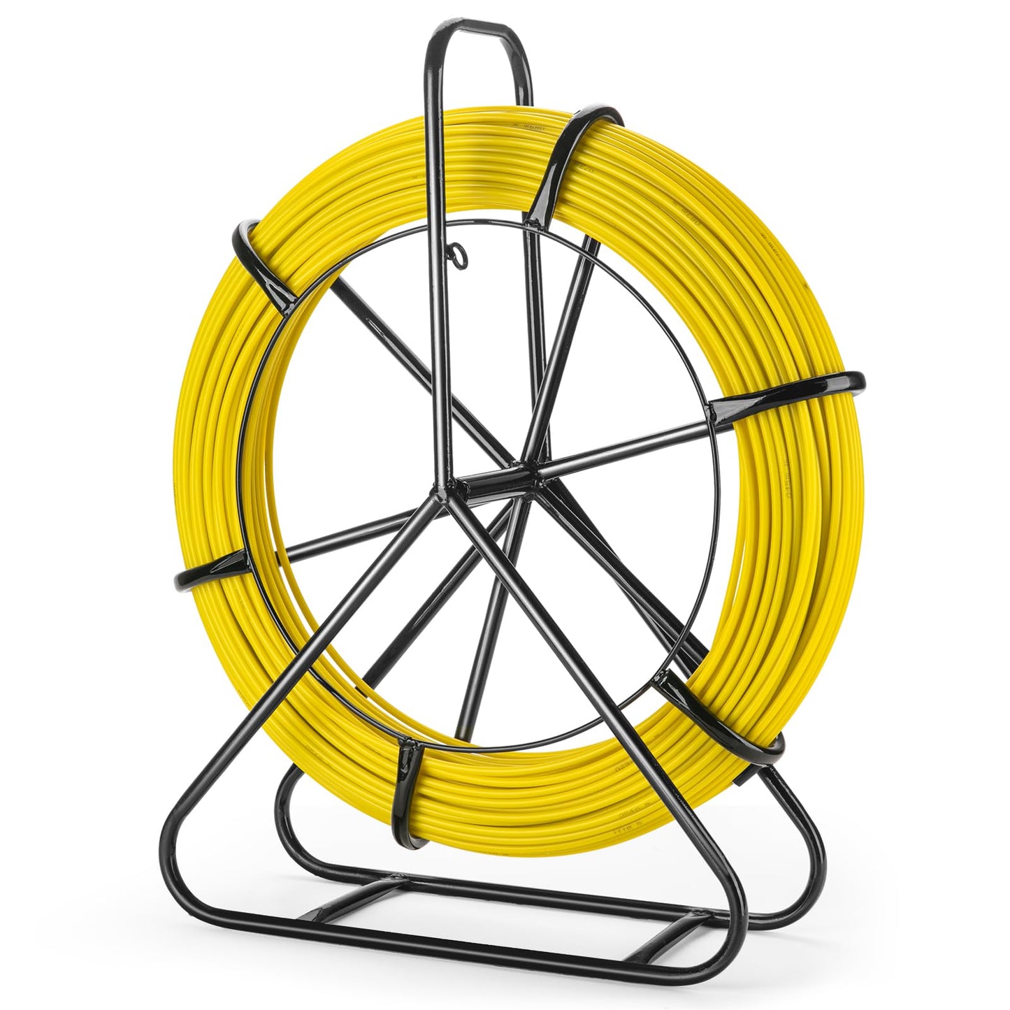 Non-Conductive Fiberglass Fish Tape Duct Rodder, 6mm x 200m (656ft) with Steel Reel Stand, Professional Cable Puller for Electrical Conduit and Wall Installation
