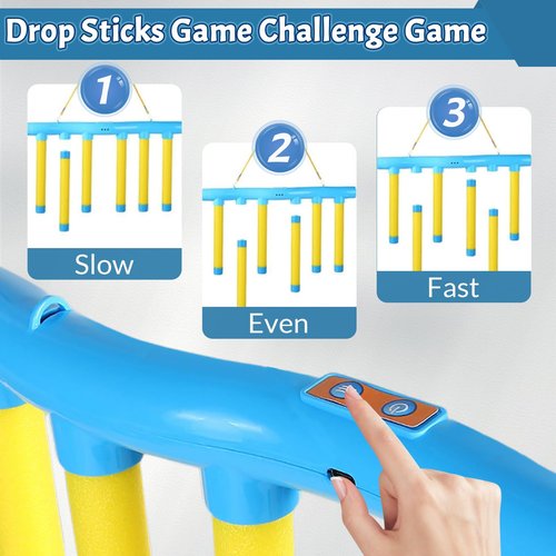 Catching Sticks Game, Drop Stick Game Challenge Game, Catching Sticks Game Reaction Training Toy, Falling Sticks Catching Game Adults, Coordination Catching Stick Game Reaction Training Toy (Blue)