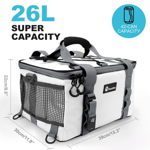 FunVZU Paddle Board Cooler, Waterproof SUP Cooler Bag with TPU Zipper, Durable PVC Material, 26L Capacity Fits 42 Cans, Paddle Board Accessories for Stand-Up Paddleboard, Beach, Camping, Kayaking