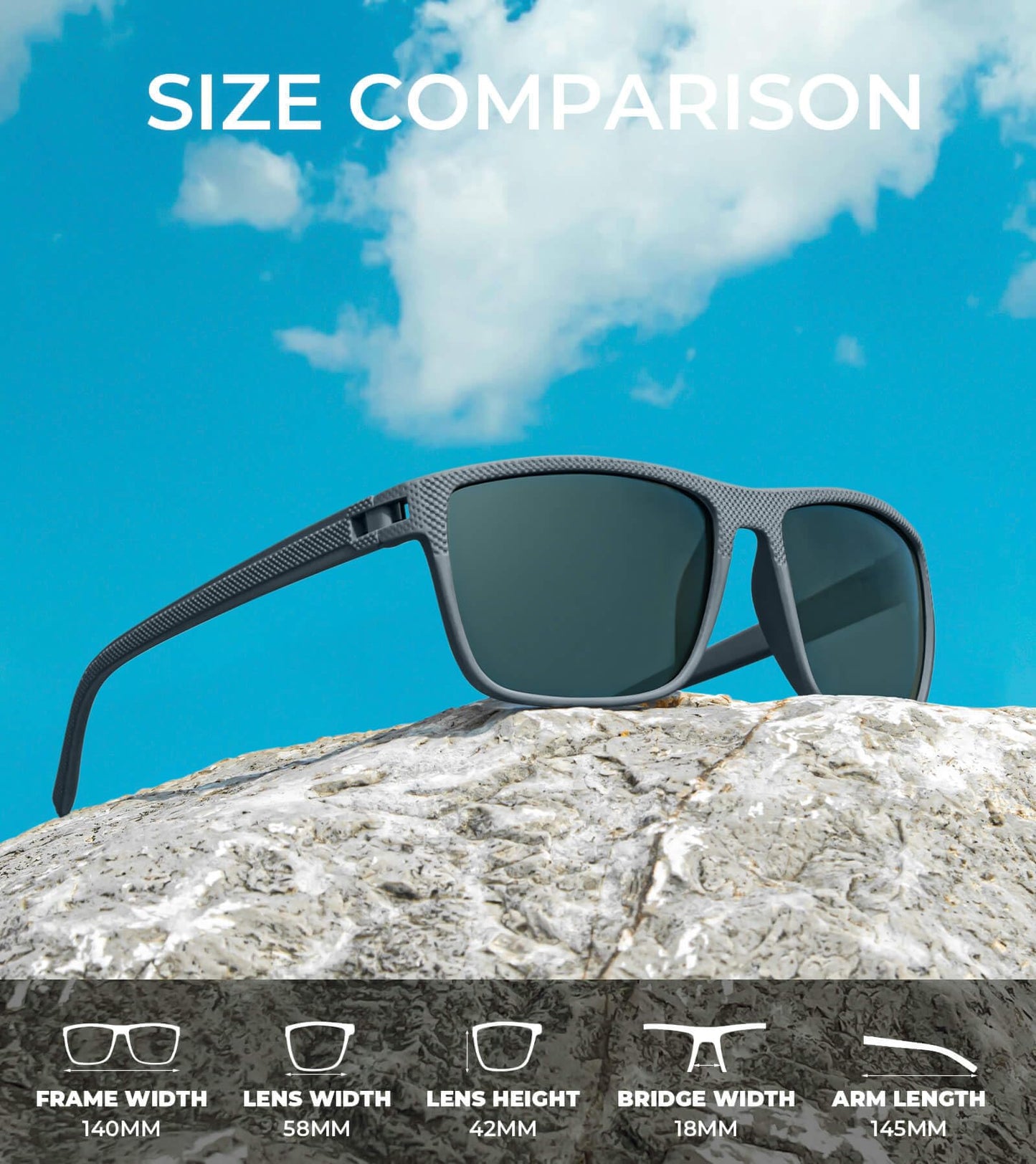 KALIYADI Polarized Sunglasses Men, Lightweight Mens Sunglasses Polarized UV Protection Driving Fishing Golf (Frame Grey|Lens Black/Dark Blue/Red)
