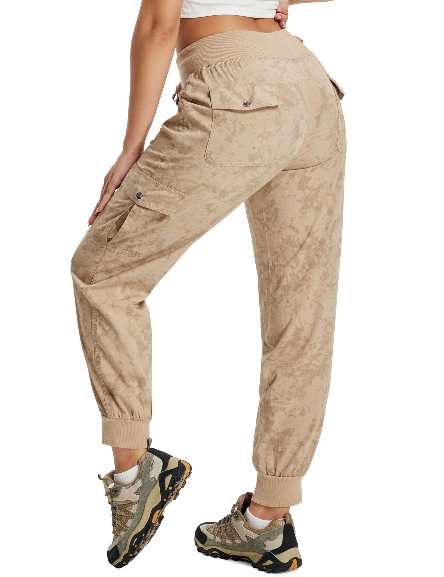 MoFiz Hiking Cargo Pants for Women with Pockets Lightweight Quick Dry Athletic Outdoor Summer Travel Casual Joggers Sweatpants Camouflage Khaki XL