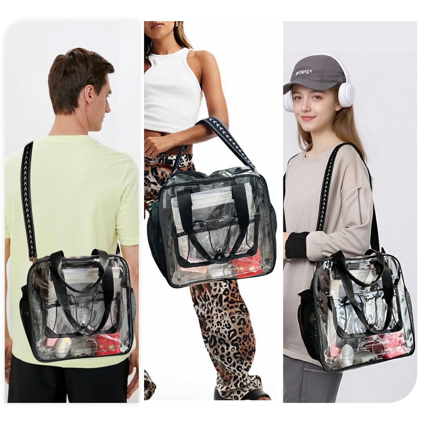 ArtCentury Clear Tote Bag for Stadium Events 12x6x12, Large Clear Tote Bag for Women for Sporting Event Concert Festival Stadium Game