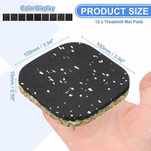 PATIKIL 12 Pcs Treadmill Mat Pads, 4x4x0.6 High Density Foam Anti Vibration Pad Sound Proof Floor Mat Exercise Equipment Mat for Carpet Protect Noise Reduction Home Gym, White