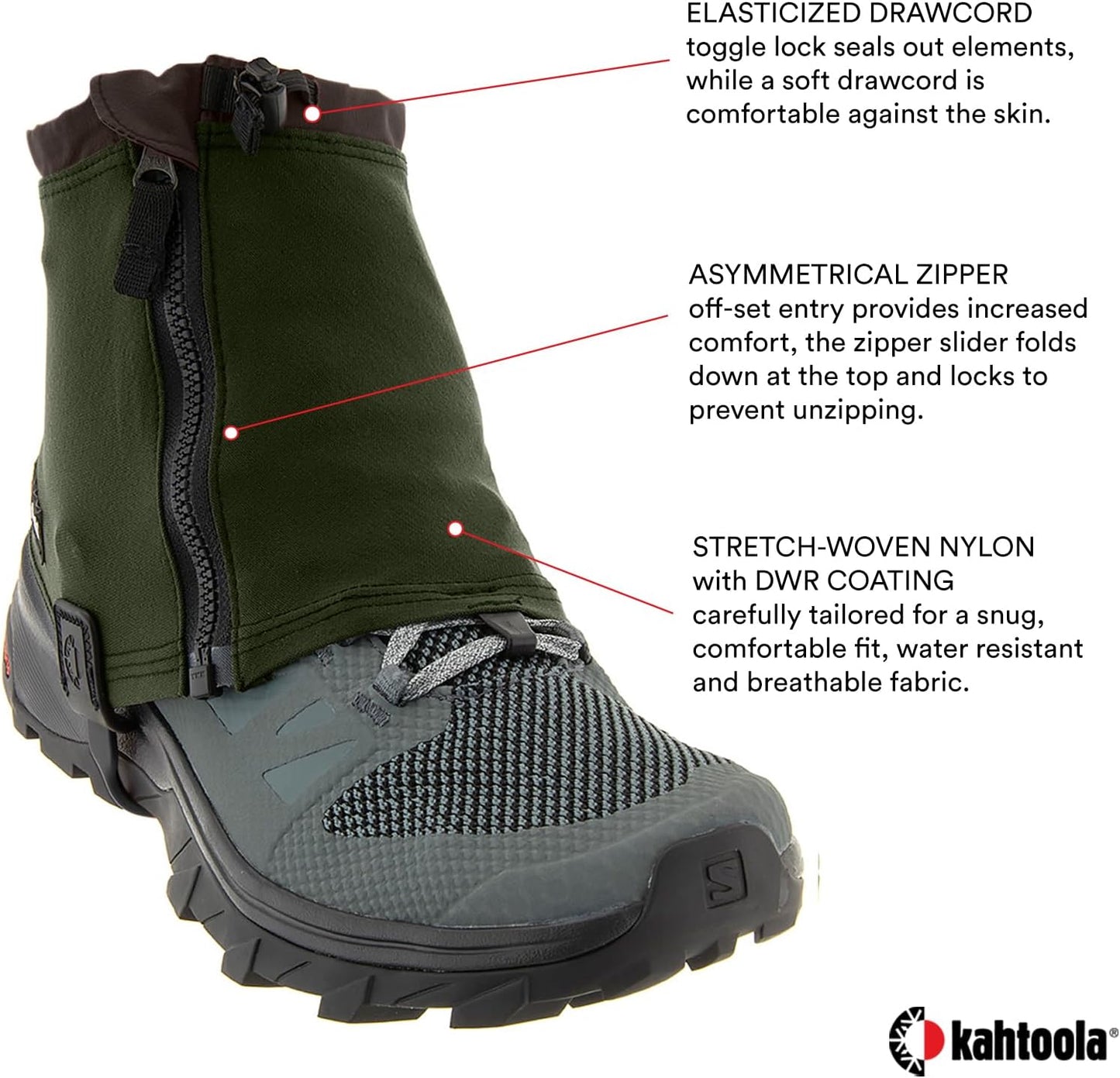 Kahtoola RENAgaiter Low Gaiters for Hiking, Mountaineering, Trail Running, Shoe & Boot Protection in Mud, Snow & Ice