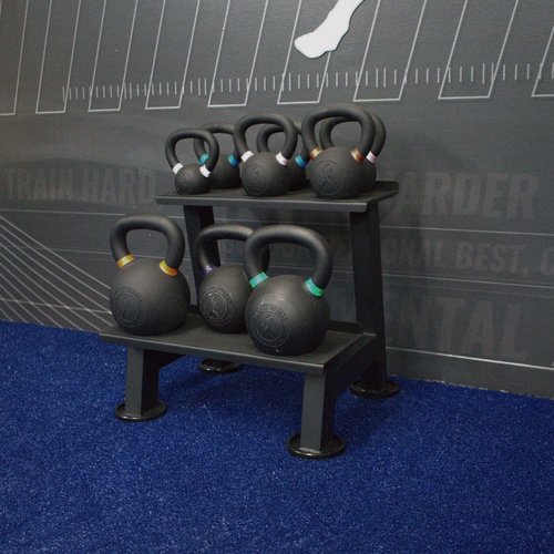 Gronk Fitness Kettlebell Rack | 2-Tier Heavy-Duty Weight Storage Shelf for Home Gym | Scratch-Resistant Padded Shelves | Organize Kettlebells, Dumbbells, and Gym Equipment | Easy Assembly