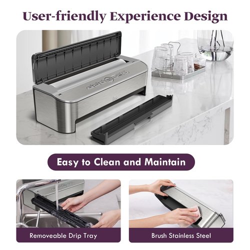 Mesliese Vacuum Sealer Machine, 85kPa 120W Automatic Food Sealer, Powerful Sealing System, Build-in Cutter | Bags Storage | Moist Mode and Air Suction Hose (Silver)
