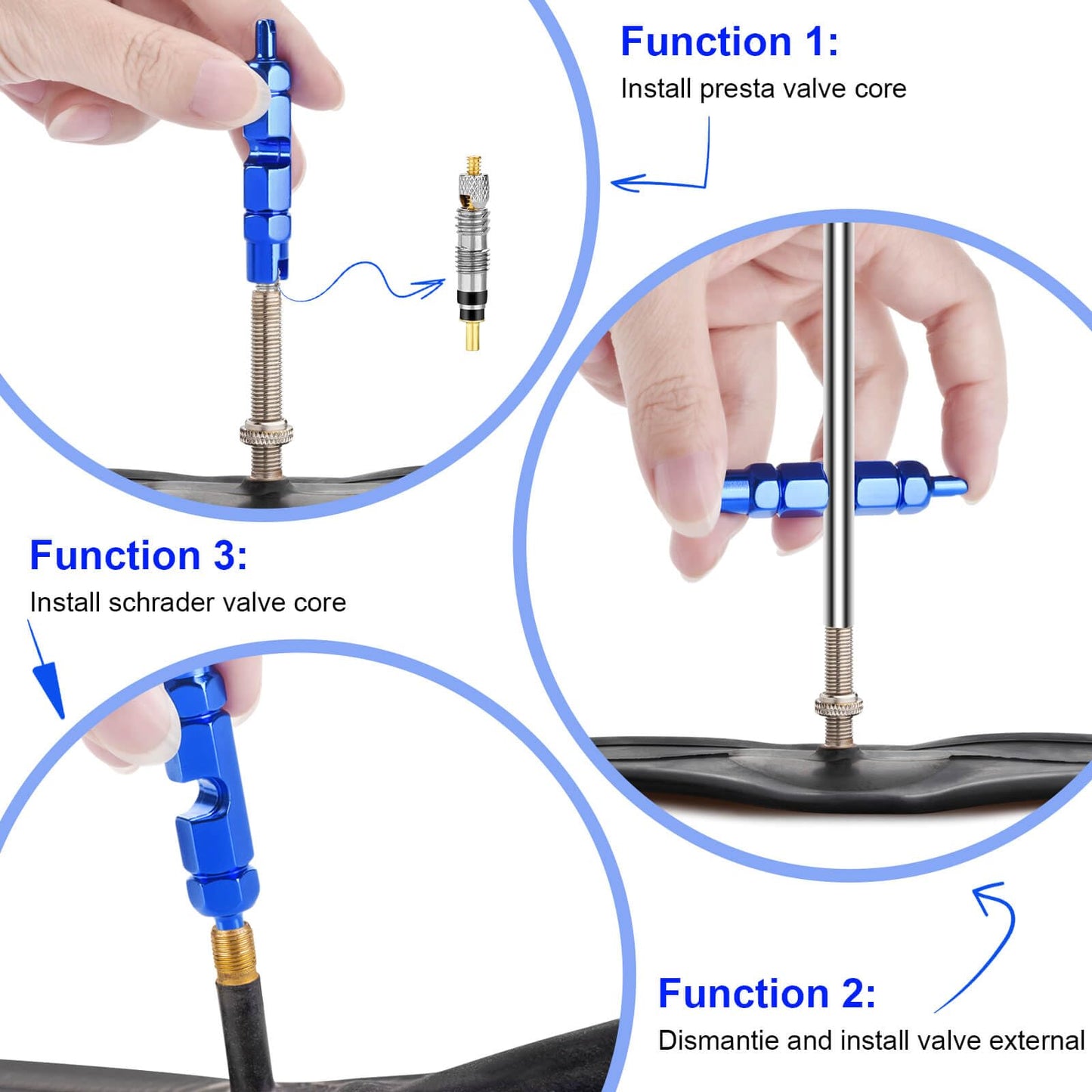 26 Pieces Presta Valve Core Repair Kit，Tubeless Valve&Presta Valve Caps；Valve Core Removal Tool and Adapter with Black Tire Valve Caps