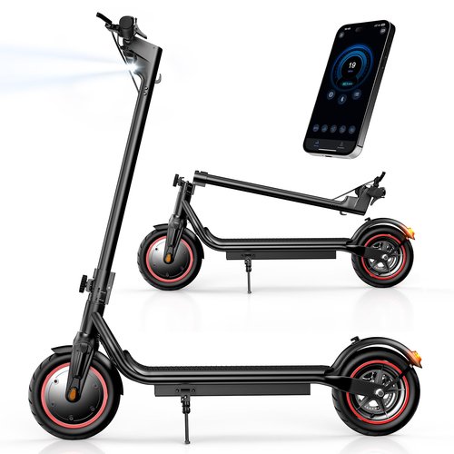 Electric Scooter - Powerful 350W E-Scooter, 8.5" Solid Tires, Max 30 mph & 25 Miles Long-Range, Portable Folding Commuting Scooter for Adults with Double Braking System and App
