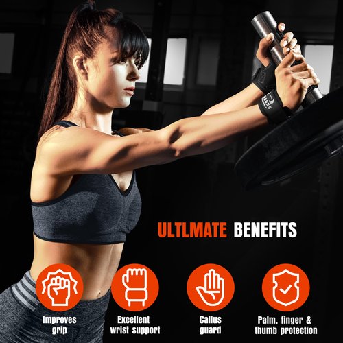 Lifting Wrist Straps for Weightlifting, Double Layer Leather for Weight Lifting Wrist Wraps, Deadlifts, Heavy Powerlifting and Adjustable Wrist Hooks for Strength Training, Gym Workouts Men/Women