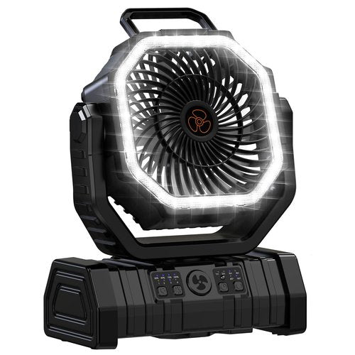 Richday Portable Camping Fan 20000mAh Rechargeable Battery Powered Outdoor Fans with LED Lantern Light USB Charging, Cordless Personal Fan for Tent Travel Camp Desk Car Home Work