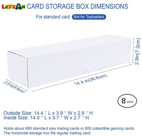 Leyzan Trading-Card Storage Box, 8-Pack • 1000 Count Corrugated Cardboard Storage Box with dividers & labels for TCG/Magic/Mtg storage and Collection, 14.4 INCH Horizontal