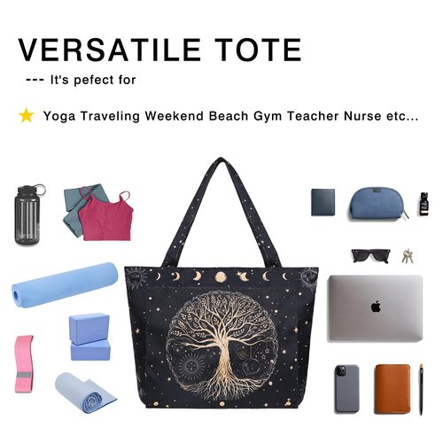 Yoga Mat Bag Yoga Bags and Carriers Fits All Your Stuff Yoga Tote Bag with Zipper Pocket Yoga Mat Carrier Take in Out Mat Easily for Pilates Travel Workout Office Beach and Gym