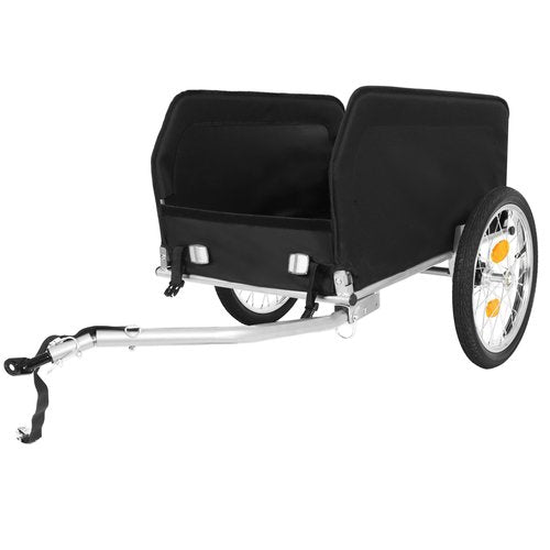 Heavy-Duty Bike Cargo Trailer with Removable Waterproof Cover, 88 lbs Capacity, 16" All-Terrain Wheels, Foldable Design for Camping, Groceries, Hauling – 27.2”L x 18.9”W Spacious Storage