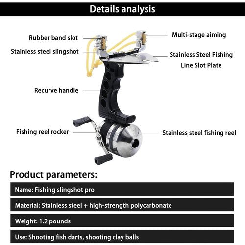 Fishing Slingshot Set for Outdoor Hunting - Versatile Slingshot with Stainless Steel Reel, Fish Darts, and Line Slot Plate, Switchable Between Fishing and Regular Modes