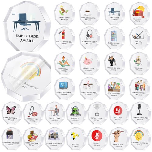 30 Pcs Funny Appreciation Awards Gifts Bulk Little Clear Acrylic Reward Medallions Funny Trophy Gifts for Employee Coworker Teacher Nurse Office Team(Employee)