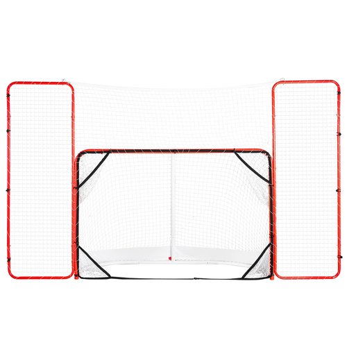 VEVOR Hockey Goal with Backstop and Targets, Street Steel Hockey Net, 72" Pro Hockey Training Goal Set, Portable Indoor Outdoor Hockey Goal with Net, Easy Assemble, White/Red