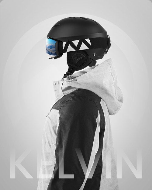 OutdoorMaster Kelvin Ski Helmet - Snowboard Helmet for Men, Women & Youth (Black,M)