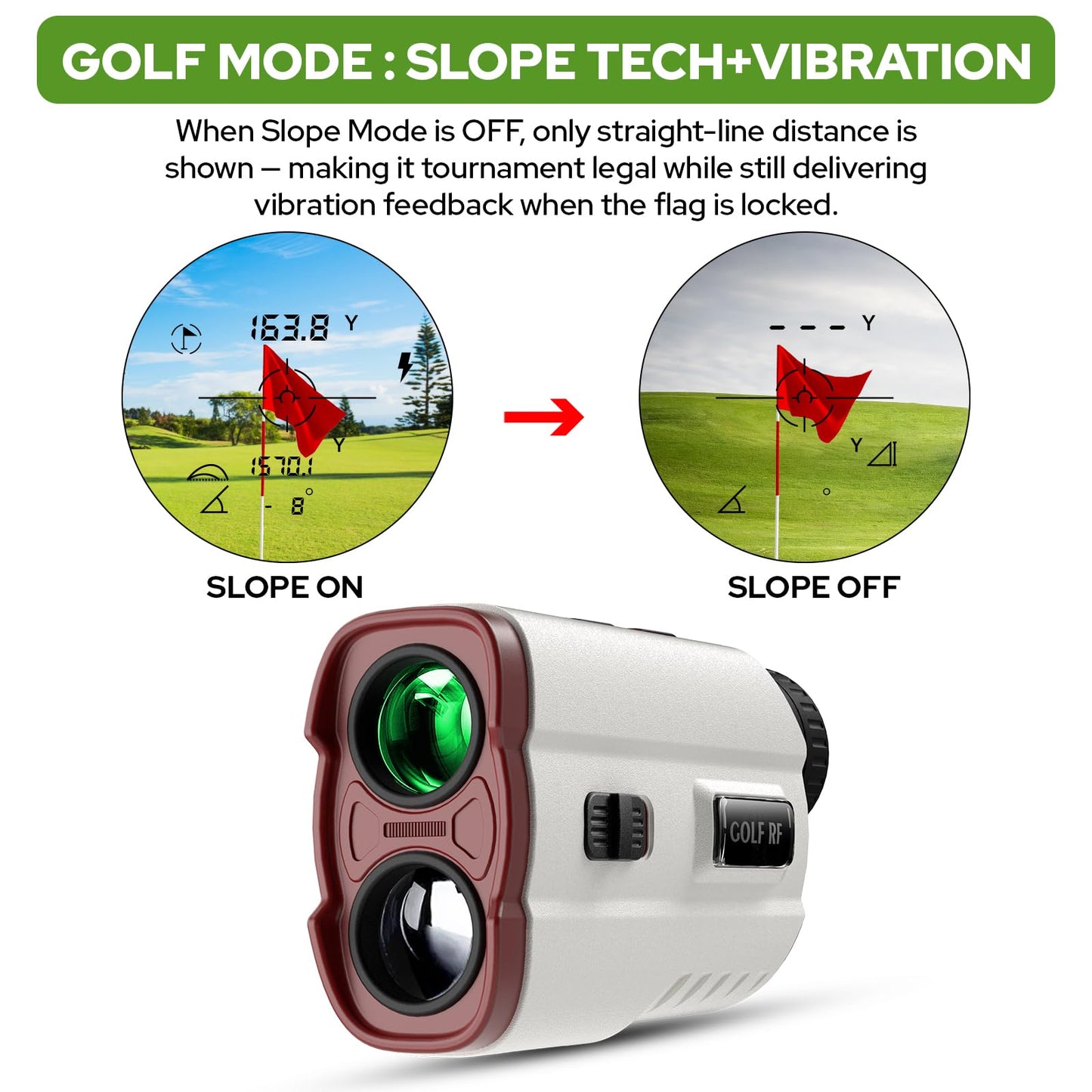 APTGRF Golf Rangefinder with Slope and Pin Flagpole Lock Vibration, 1000 Yards Range Finder, External Slope Switch, Golf Tournament Legal, Rechargeable Battery, Magnetic Stripe, 6X Magnification