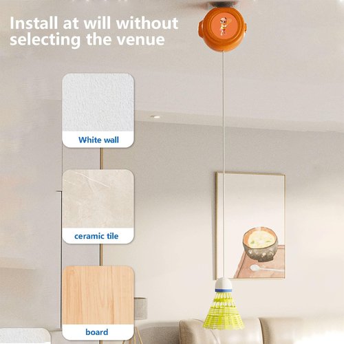 Badminton Rebound Trainer, Hanging Shuttlecocks Balls, Portable Badminton Self Training, Badminton Single-Player Rebound Trainer, Garden Park (White-01)