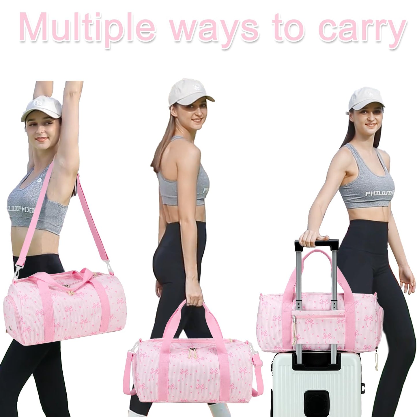 BLUBOON Duffle Bag Girls Kids Cute Gym Bag with Shoes Compartment & Wet Separation Waterproof Sports Overnight Travel Bag