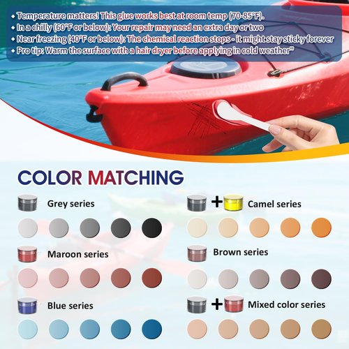 Marine Fiberglass Repair Kit for Boats, Quadence Gel Coat Repair kit for Boats, Fiberglass Repair Kit, Waterproof Epoxy Filler for Kayaks Sailboats Fix Holes, Chips, Deep Cracks, Scratches-Color Match