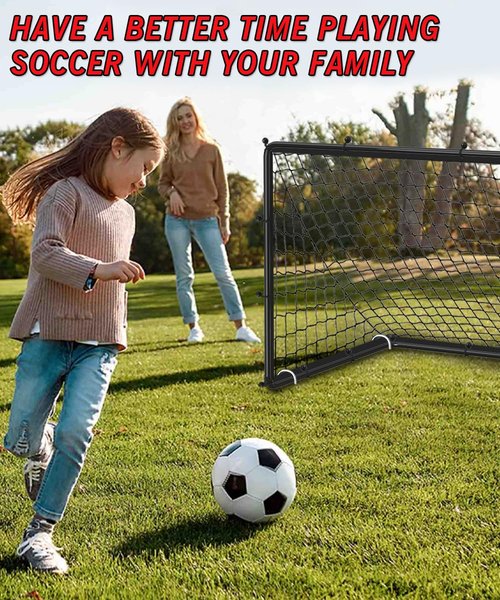 Queension Kids Soccer Goals for Backyard, 3.5x3 ft Pop Up Soccer Goal for Toddler Ages 3-5,8-12, Football Net Training Equipment with Carry Bag for Youth Outdoor Sports Games