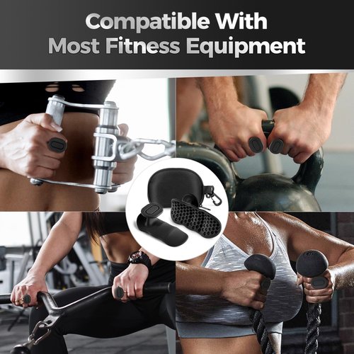AGSDGAWD Weight Lifting Grips for Men and Women, Ergonomic Anti-Slip Rubber Gym Grip Pads, Fingerless Workout Gloves for Dumbbell, Deadlift, Barbell, Pull-Up, Strength Training, Gym Training(Black)