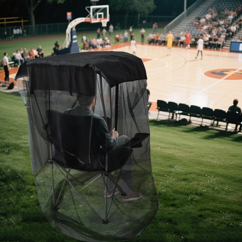 63" H Mosquito Net Cover for Canopy Chair, Bug Barrier Mosquitos Mesh Tent Black Chair Mosquito Netting with Zipper Opening 35"X32" Waterproof Roof for Fishing Camping Chairs Outdoors, Excluding Chair
