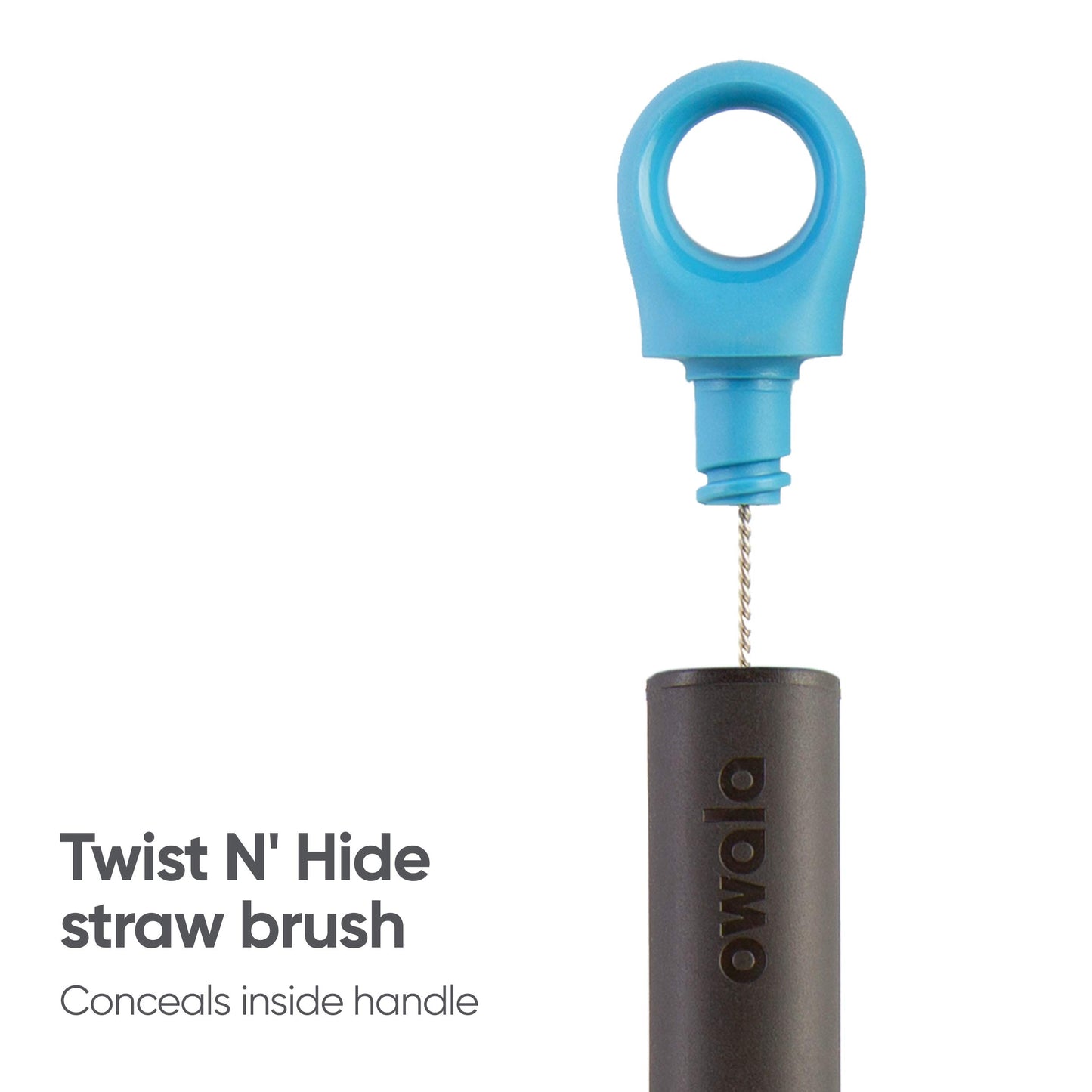 Owala 2-in-1 Water Bottle Brush Cleaner and Water Bottle Straw Cleaner Brush, Water Bottle Brush with Removable Head and Twist n Hide Straw Brush, Smokey Blue