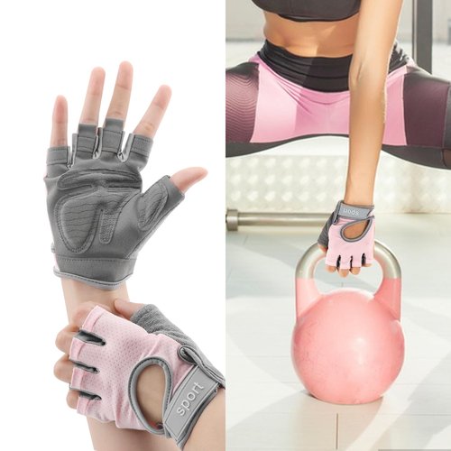 Breathable Workout Gloves for Women, Weight Lifting Gloves for Gym, Cycling, Exercise, Fitness and Training, with Excellent Grip and Cushion Pads-Pink