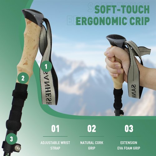 Collapsible Hiking Trekking Poles，2 Pack Telescopic Trekking Poles，Lightweight Aluminum Alloy with Shockproof and Quick Lock，Suitable for Hiking, Camping, Mountaineering and Traveling