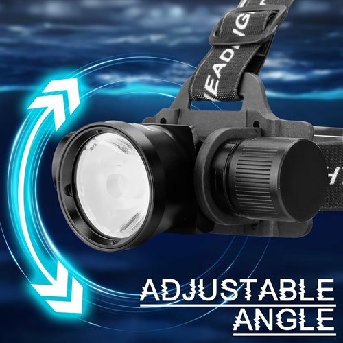 HECLOUD 3000 Lumens Super Bright Diving Headlamp IP68 Waterproof Dive Flashlight Rechargeable Underwater Headlight with 3 Modes Perfect for Scuba, Night Snorkeling and Underwater Exploration