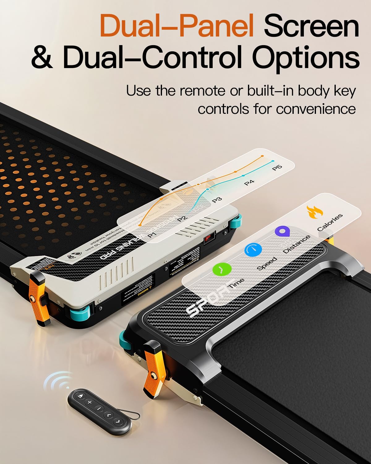 FUNRAY Versatile Walking Pad with Incline - Dual-Sided Under Desk Treadmill with Foot Massage,Portable Compact Treadmills with 330LBS Weight Capacity