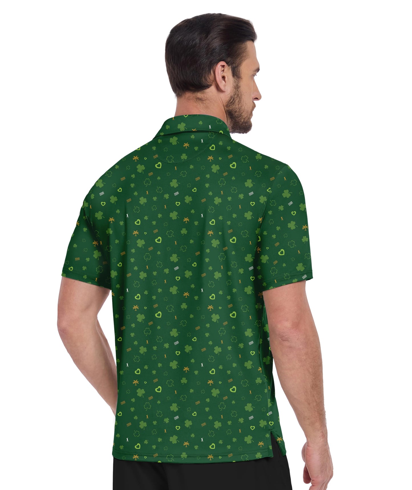 ZITY Mens Golf Shirt Short Sleeve Moisture Wicking Performance Daily Casual Print Patterns Collared Golf Polo Shirts for Men Bright Green X-Large