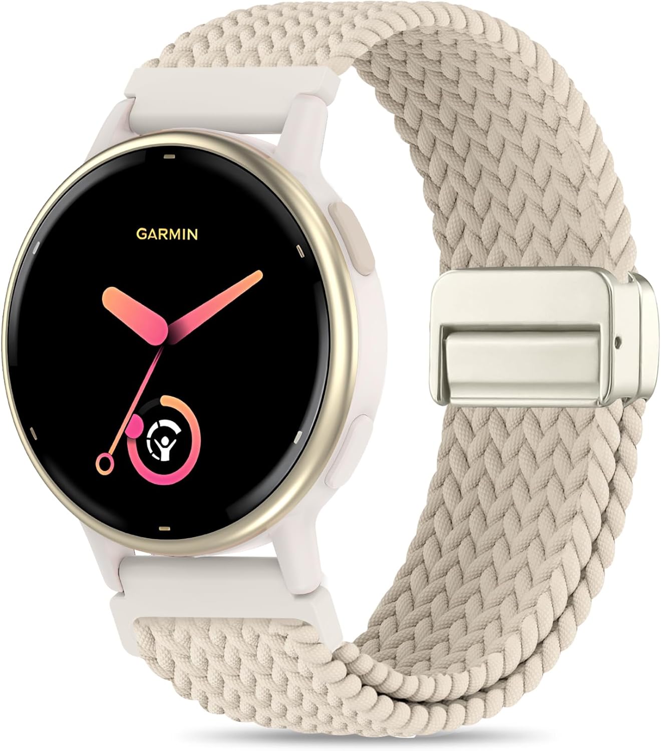 20mm Magnetic Braided Nylon Band Compatible With Garmin Vivoactive 6/Vivoactive 5/3/3 Music Watch Bands, Quick Release Stretchy Strap Replacement for Venu Sq 2/Forerunner 55/165/245/645