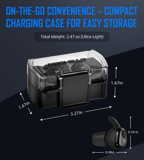 PROHEAR EP02 Shooting Ear Buds with Bluetooth & 4X Tactical Sound Control Hearing Boost, 27dB NRR Noise Reduction, 13H Runtime, Rechargeable Case ??Ideal for Hunting, Range, Outdoor Shooting ??Black