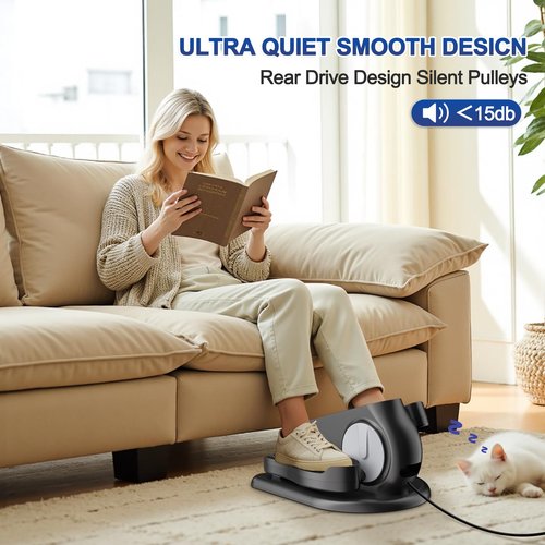 Under Desk Elliptical Machine - Upgraded Model， Ellipse Leg Exerciser for Seniors Fully Assembled, Quiet & Portable，Electric Seated Pedal Exerciser with Remote Control & 12 Adjustable Speeds
