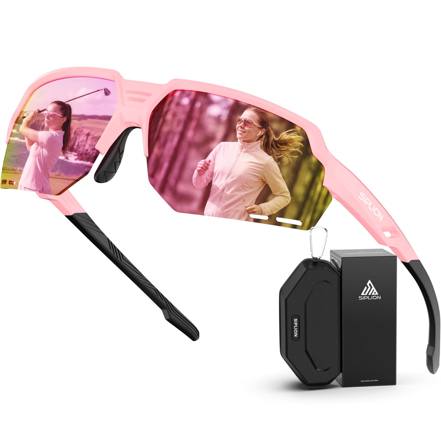 SIPLION Polarized Sunglasses Women Sports: UV400 Protection TR90 Frame Anti-Slip Wrap-Around for Driving Fishing Golf Running KD03-05 C9