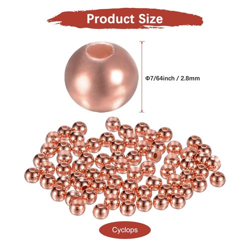 TIXIPEM 2.8mm Dia Tungsten Beads for Fly Tying [50PCS] - Slotted Head Ball for Tackle Craft & Fishing - [#12-14 - Copper Tone] Sink Deeper Faster Tapered Hole Fly Fishing Materials