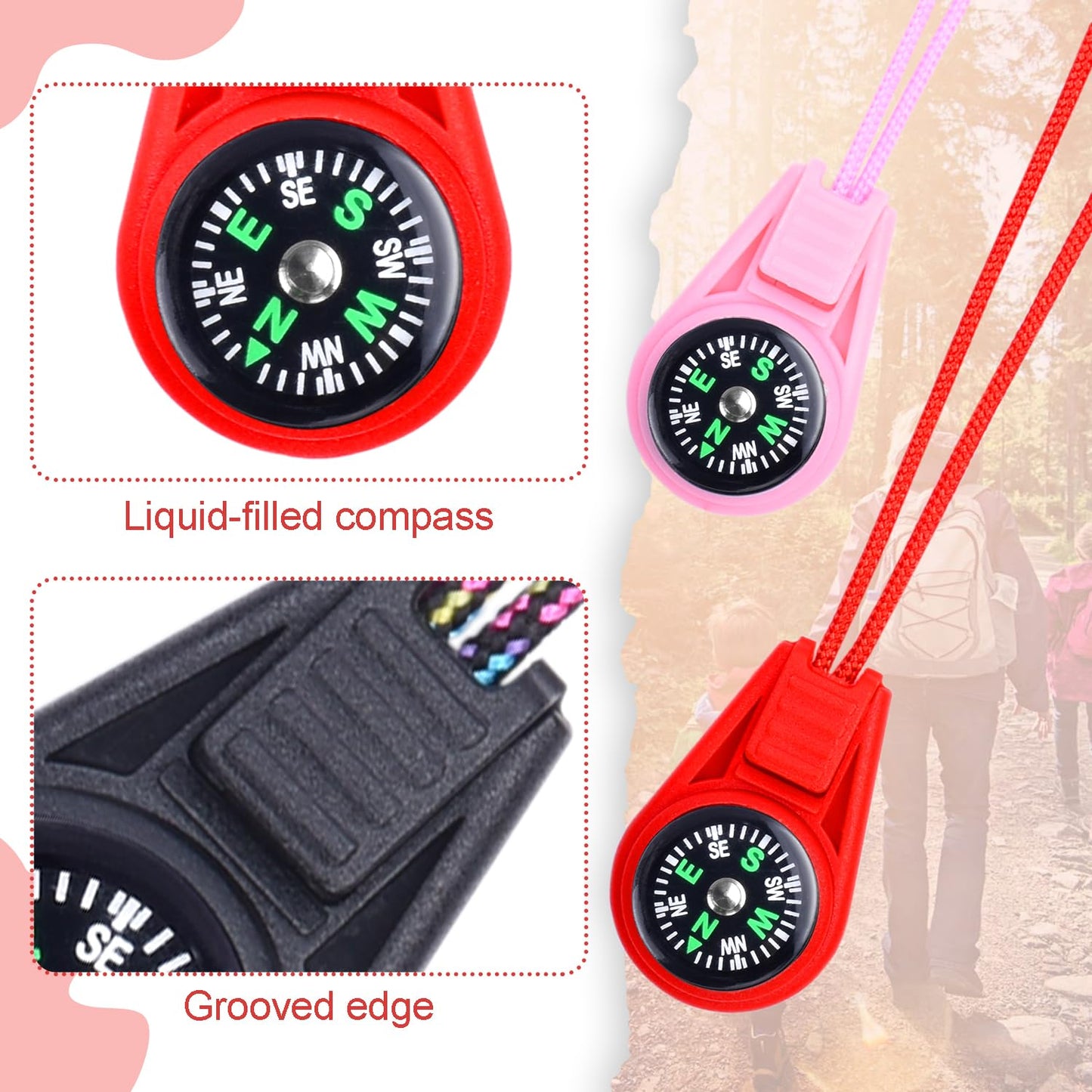 10 Pack Kids Compass - Mini Compass for Kids & Children's Classroom Navigation, Plastic Compass for Party Favors/Hiking/Boy Scout/Outdoor Survival (Mix)
