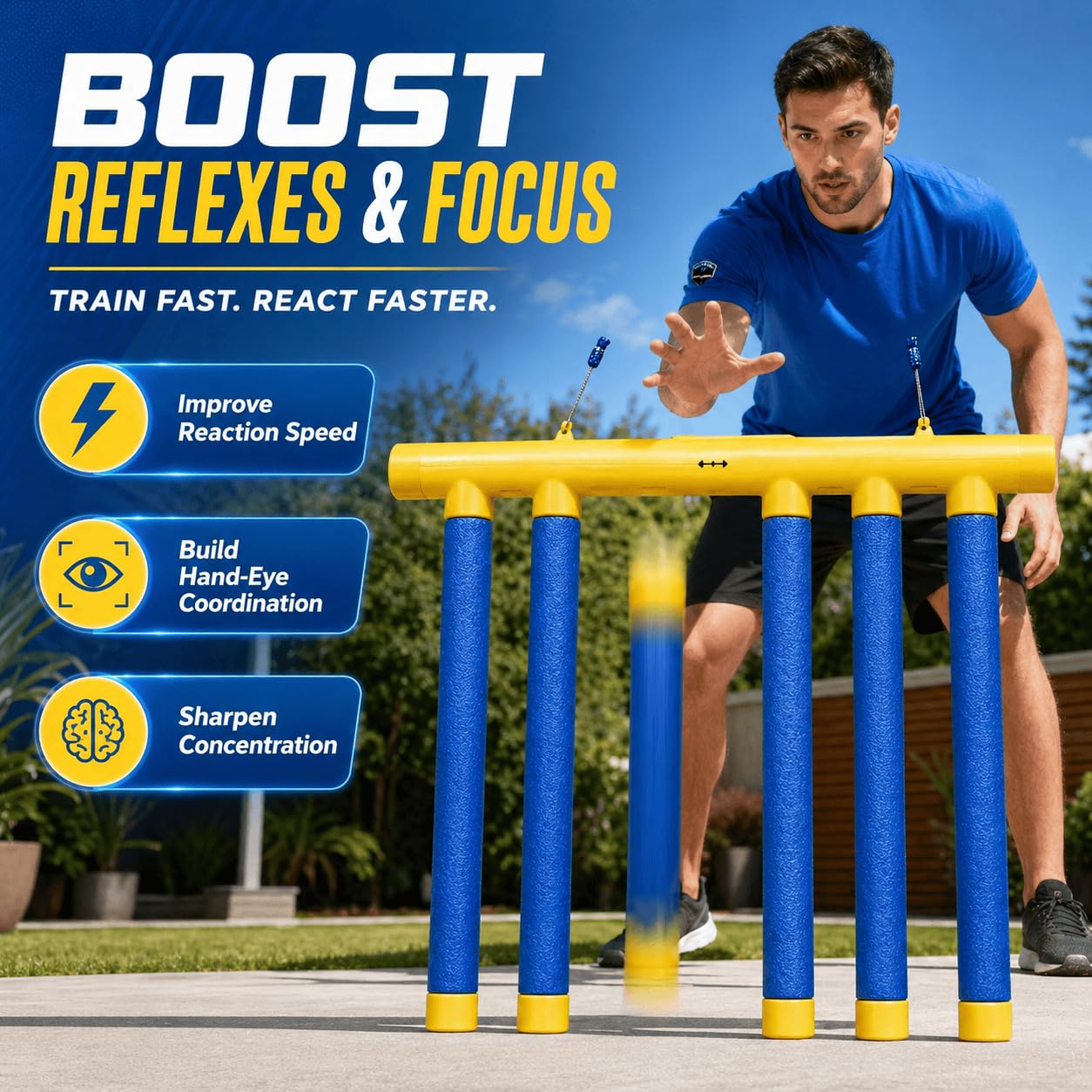 Aornmrs Reflex Drop Sticks Game, Reaction Training Tool with 3 Speed Levels, Falling Catching Sticks for Hand-Eye Coordination, Focus & Reaction Time Training for Adults