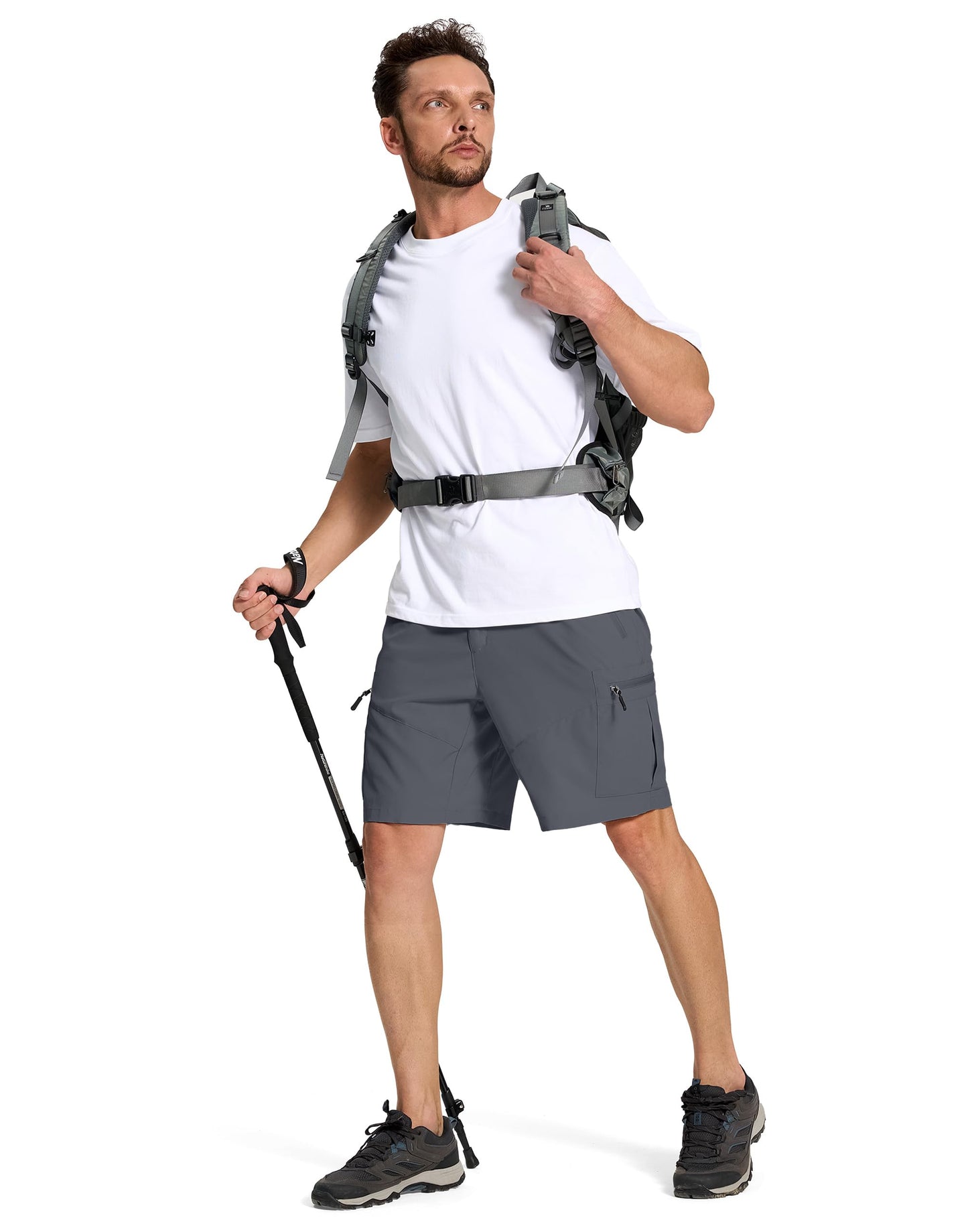 SERAMY Mens Hiking Cargo Shorts with 6 Zipper Pockets 9" Quick-Dry Lightweight Short for Golf Casual Fishing Outdoor Work