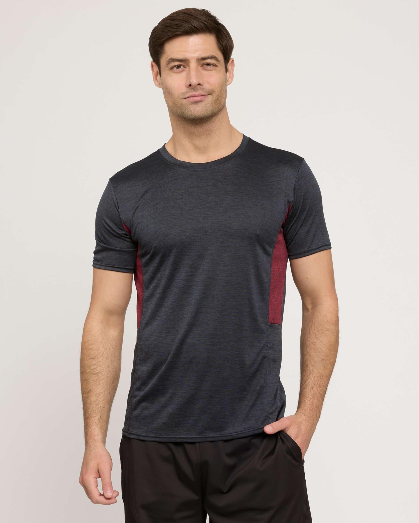 Real Essentials 5 Pack: Men's Dry-Fit Short Sleeve Crew Neck T Shirts Fitness Running Gym Workout Cool Exercise Athletic Tee, Set 5, Large
