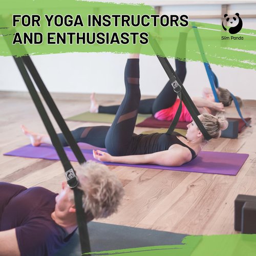 Slim Panda Yoga Strap with Adjustable D-Ring Buckle, Cotton Yoga Belt for Fitness, Pilates, Physical Therapy, Improve Flexibility (10+ Colors, 6 Feet/8 Feet)