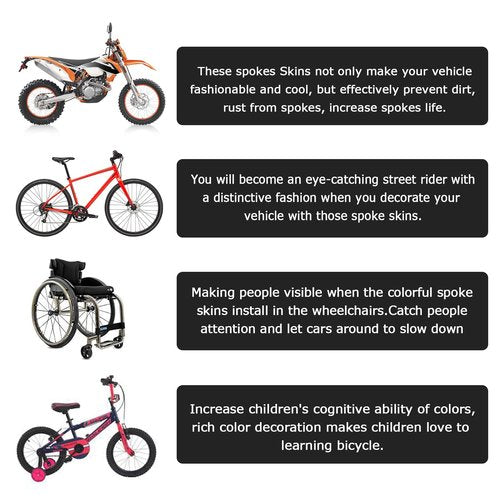 PSLER 72 PCS White Spoke Skins Spoke Covers Trim Wrap Cover Decoration Protector Pipe Motorcycle Motocross Pit Dirt Bike Aaccessories