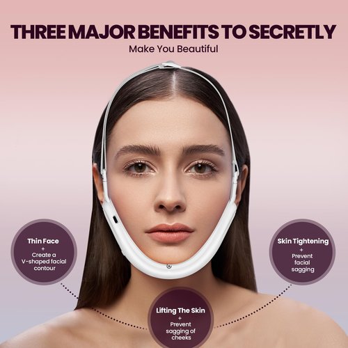 Electric Double Chin Device and V-Face Machine with 8 Modes and 15 Gear Adjustable Intensities - Intelligent Double Chin Machine for V-face