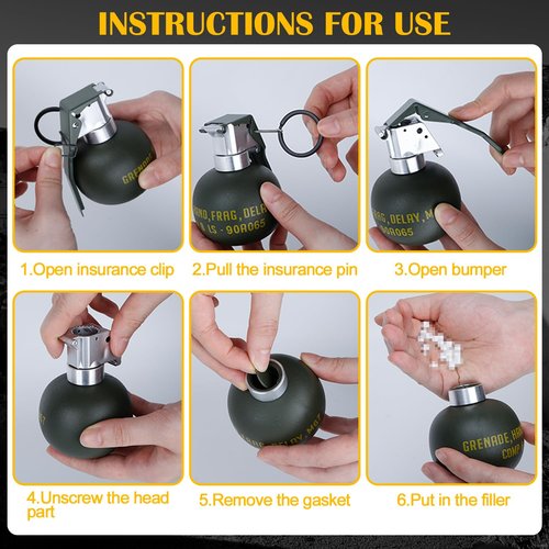 Zhongren Dummy Grenade Toy Model Plastic Grenades CS Airsoft Tactical Gear Accessories for Army Fans Cosplay Movie Props Outdoor (M67)